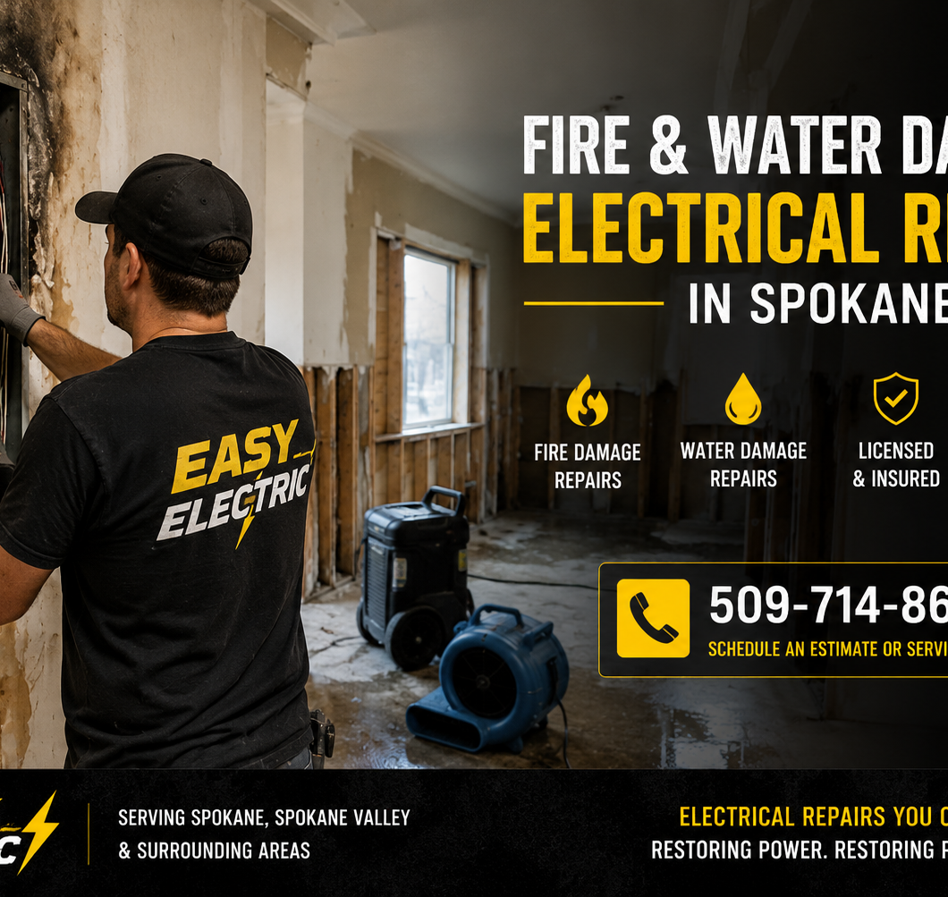 Fire and water damage electrical repair in Spokane by Easy Electric